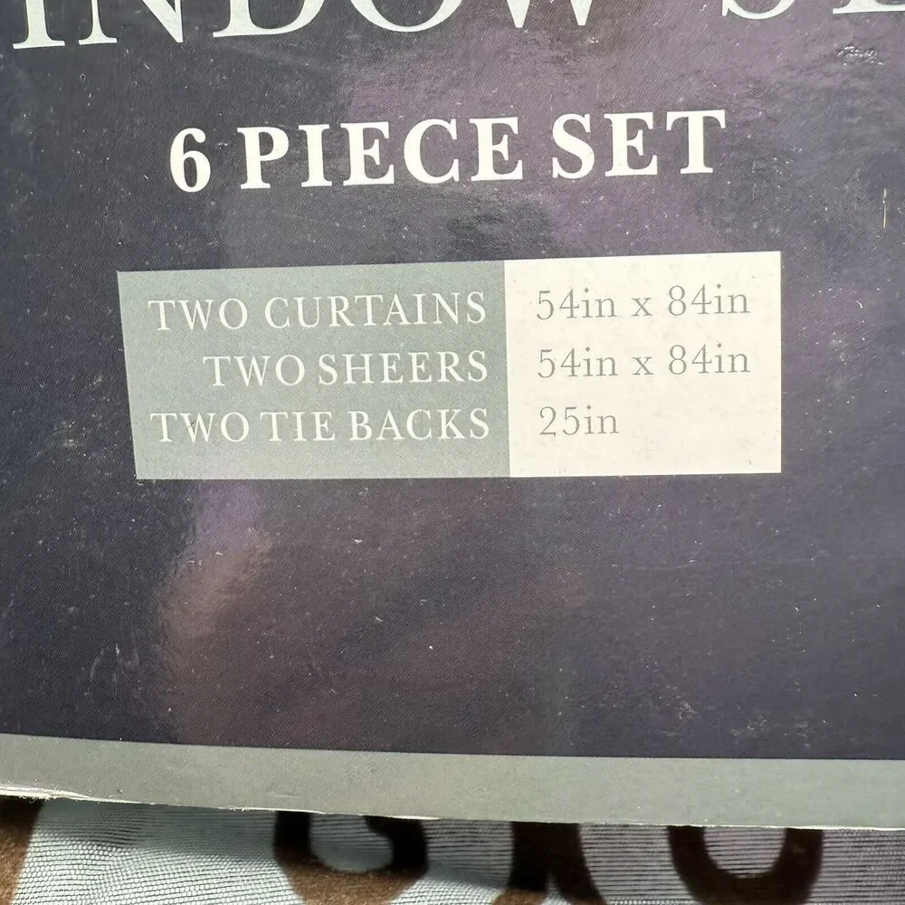 Curtain Panels & Sheers Set 2 Panels Sheers Tie Backs Spa Blue Chocolate Scroll